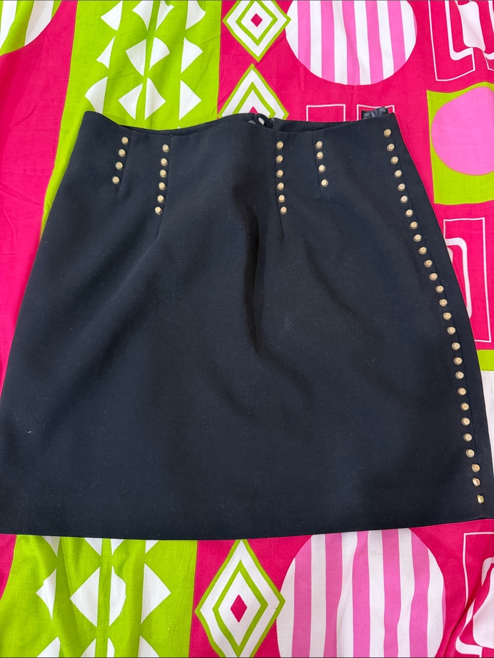 H&M Black Mini Skirt with Gold Stud Accents